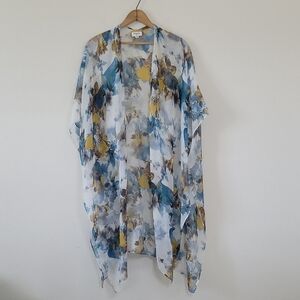 World Market Floral Sheer Open Front Kimono Coverup Cardigan OSFA